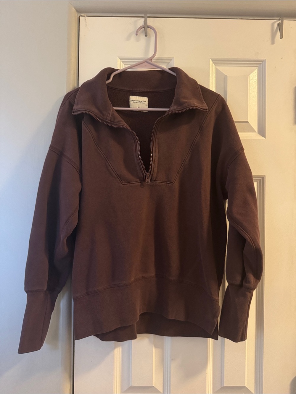 Abercrombie & Fitch Maroon Quarter-Zip Sweatshirt